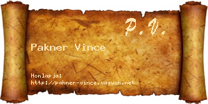 Pakner Vince névjegykártya